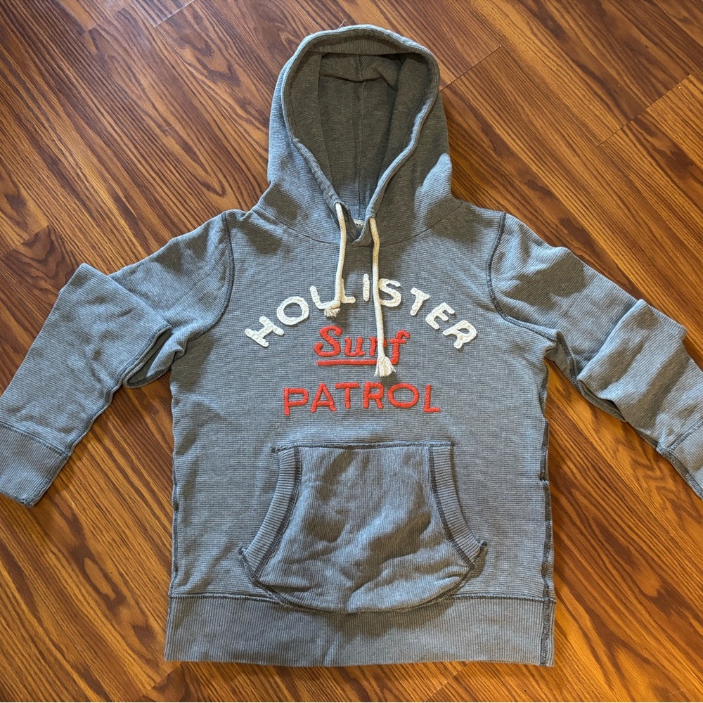 Hollister Blue Hoodie with Red Text